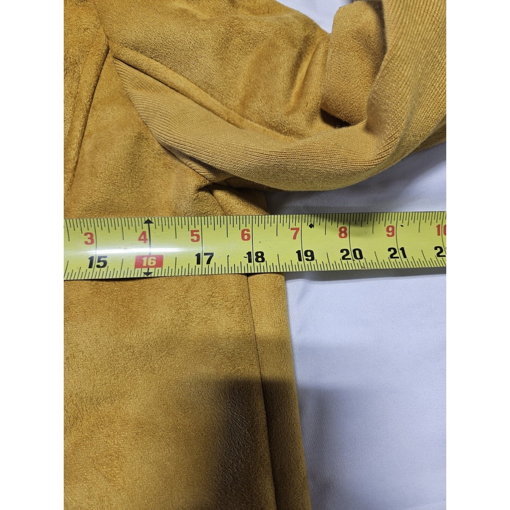 Womans Forever 21 Moto Jacket Size M Medium Yellow Mustard Sherpa Lined - Picture 8 of 9